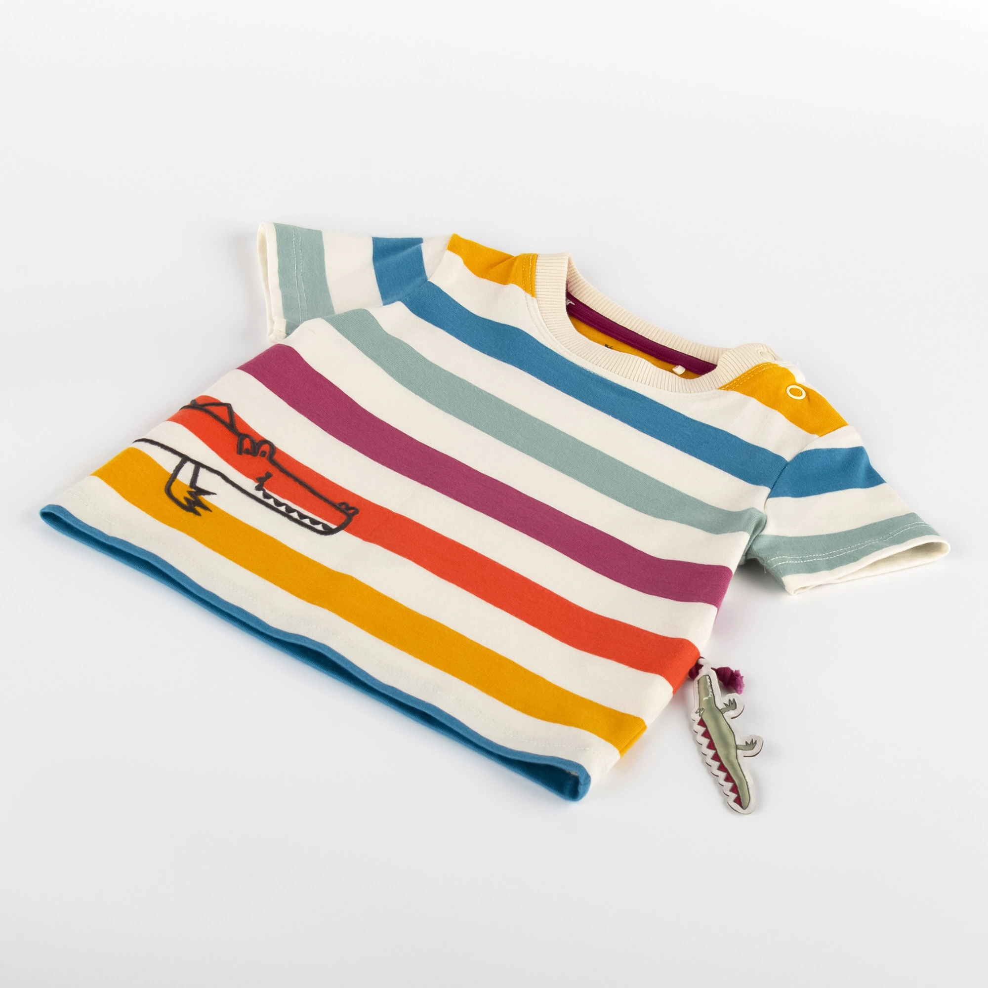T-Shirt B - WILD CROCODILE STRIPES in ecru/bunt