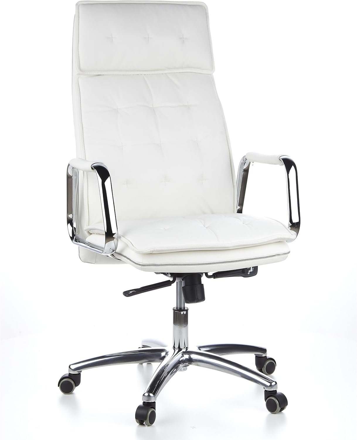 hjh OFFICE 600922 Chefsessel Bürostuhl Villa 20 Nappaleder Weiß Büro-Sessel mit hoher Rückenlehne