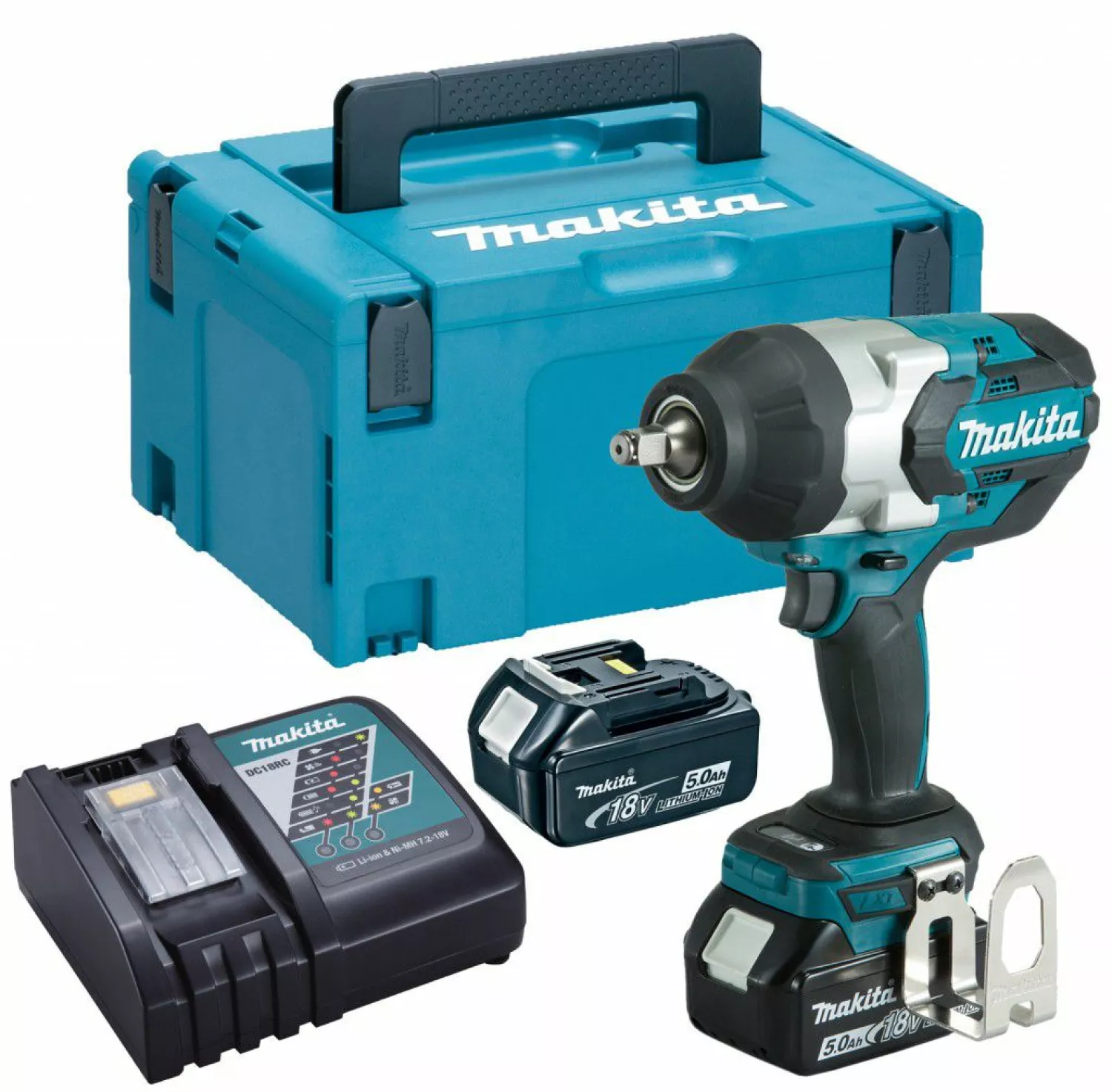 Makita DTW1002RTJ 18V Li-Ion Accu slagmoersleutel set (2x 5.0Ah accu) in Mbox - 1050Nm - 1/2
