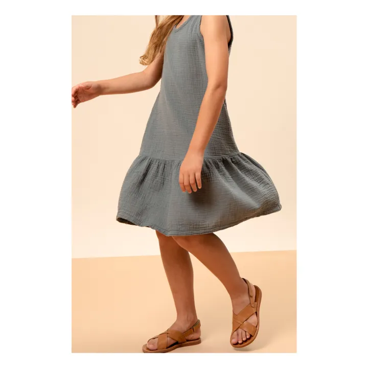 Studio Bohème Robe Playa Gaze de Coton | Bleu gris