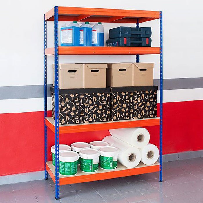 Breedspanstelling - Blauw-Oranje - Stelling voor kelder en werkplaats - Draagvermogen tot 1600 kg - 200 x 150 x 60 cm