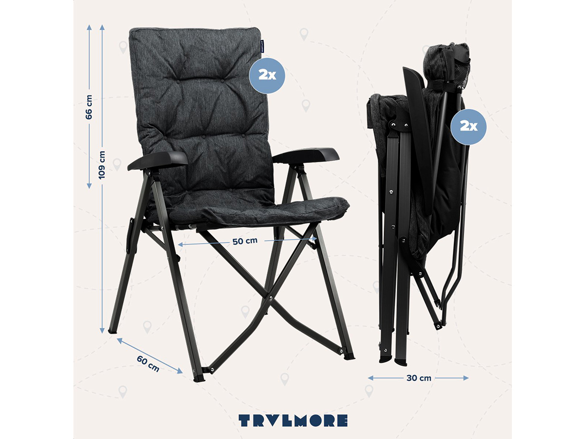 TRVLMORE set van 2 vouwstoelen met draagtas - Black