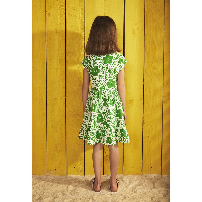 Robe portefeuille manches courtes imprimé floral pour fille - Blanc