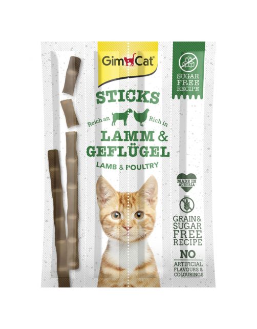 Gimcat Sticks - Kattensnack - Lam Gevogelte 20 g 4 stuks