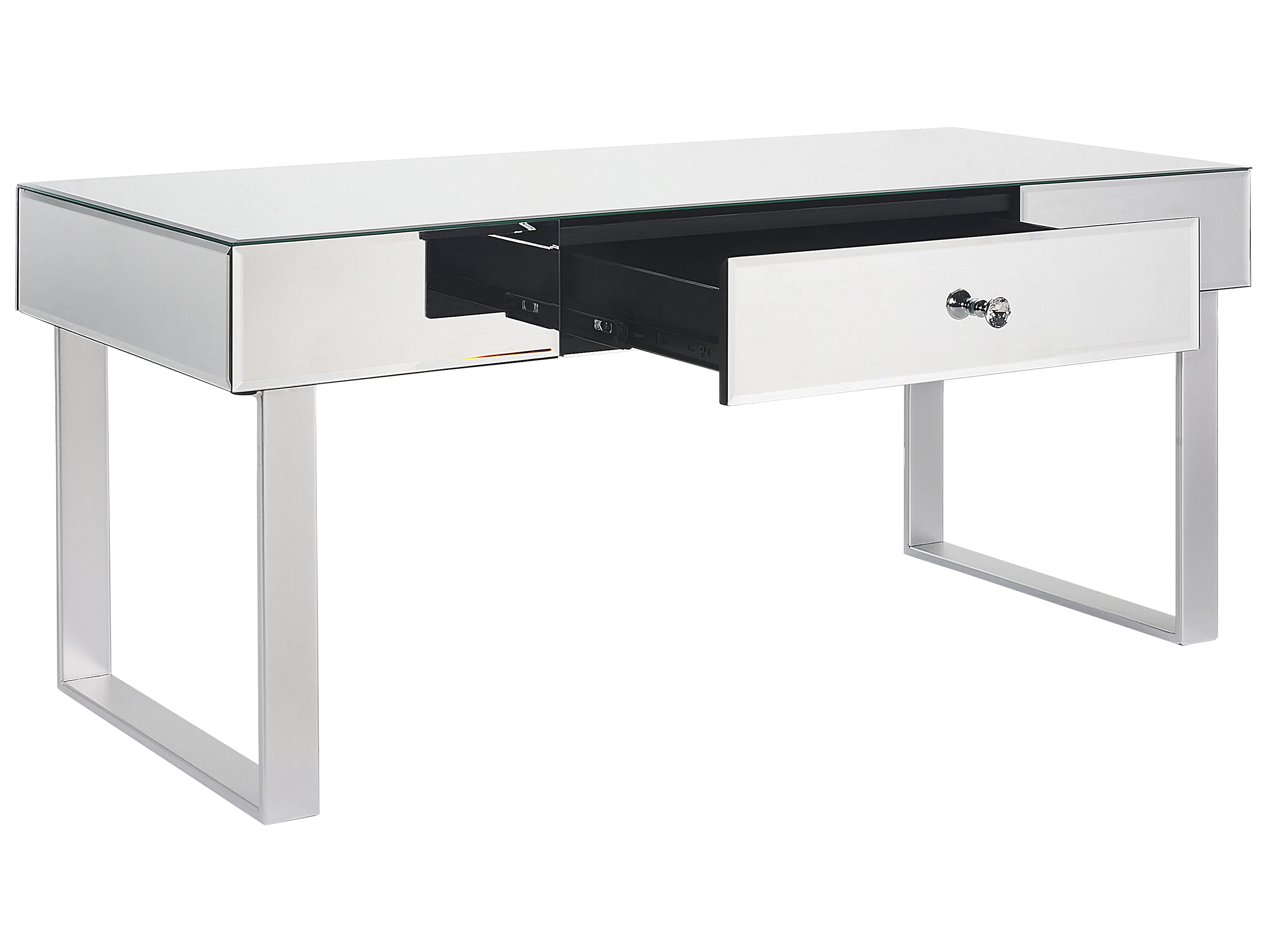 Salontafel NESLE Spiegelend zilver met opbergruimte