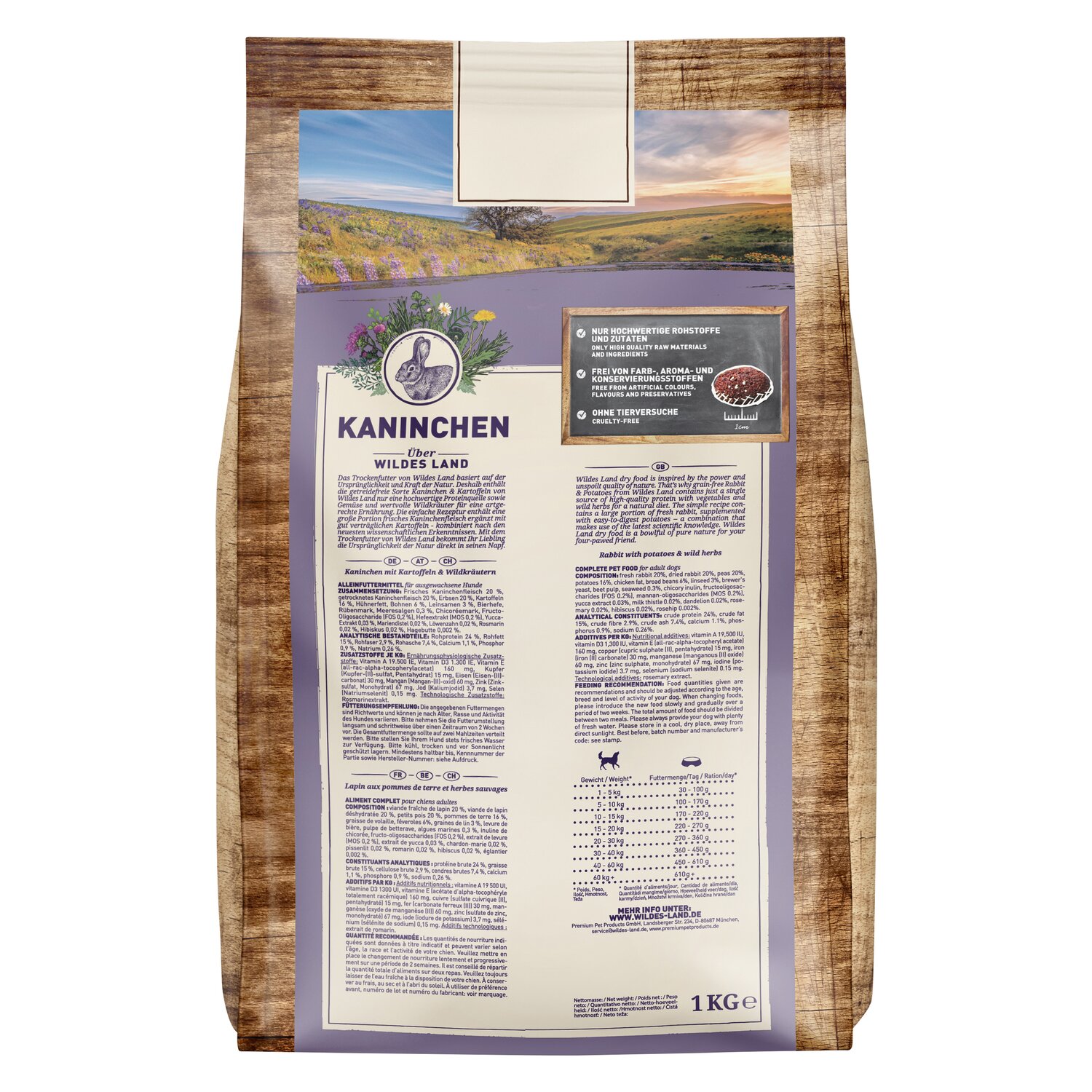 WILDES LAND Trockenfutter Classic Adult  - 1 kg - Kaninchen