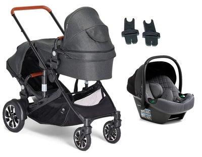 Beemoo Maxi 4 Twin Søskenvogn Inkl. Beemoo Route i-Size Babybilstol, Black/Mineral Grey