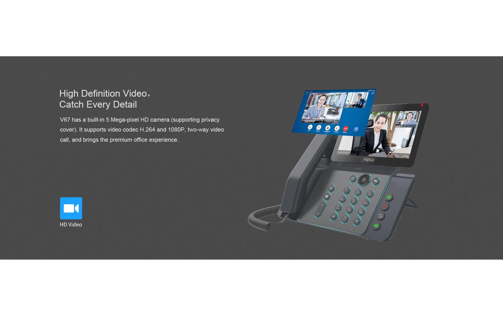 Tischtelefon V67 Schwarz<br>V67 Smart Video Telefon