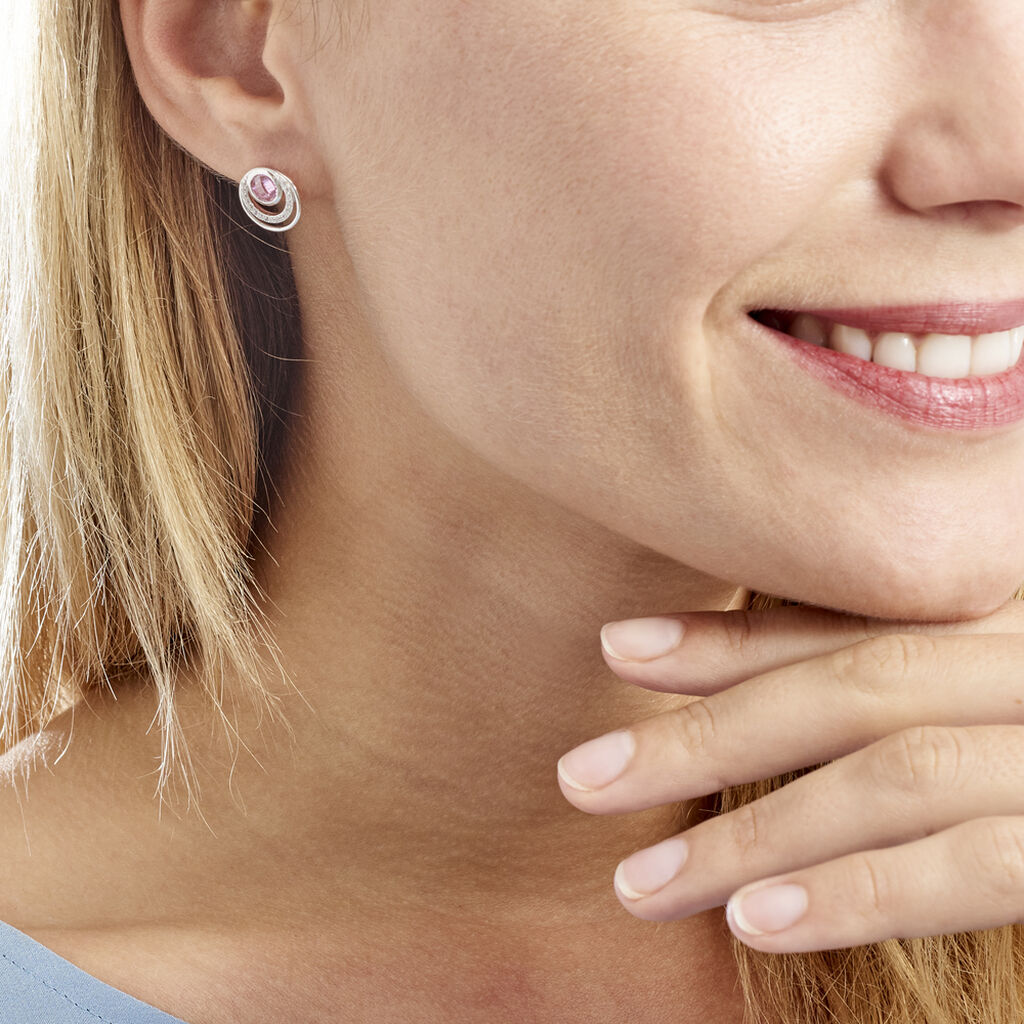 Boucles D'oreilles Puces Melvyn Argent Blanc Oxyde De Zirconium