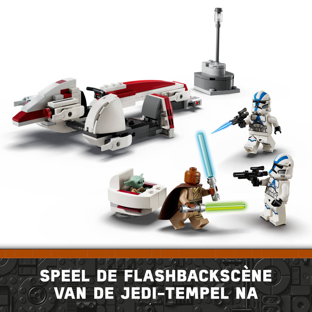 Prachtige speelset met mooie detailsBARC Speeder ontsnapping The Mandalorian Bouwpakket met Baby Yoda 75378