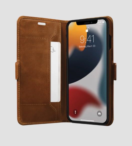 iPhone 13 Pro Echtleder Tasche mit RFID Schutz Copenhagen Slim (CS61GT001328) - Tan