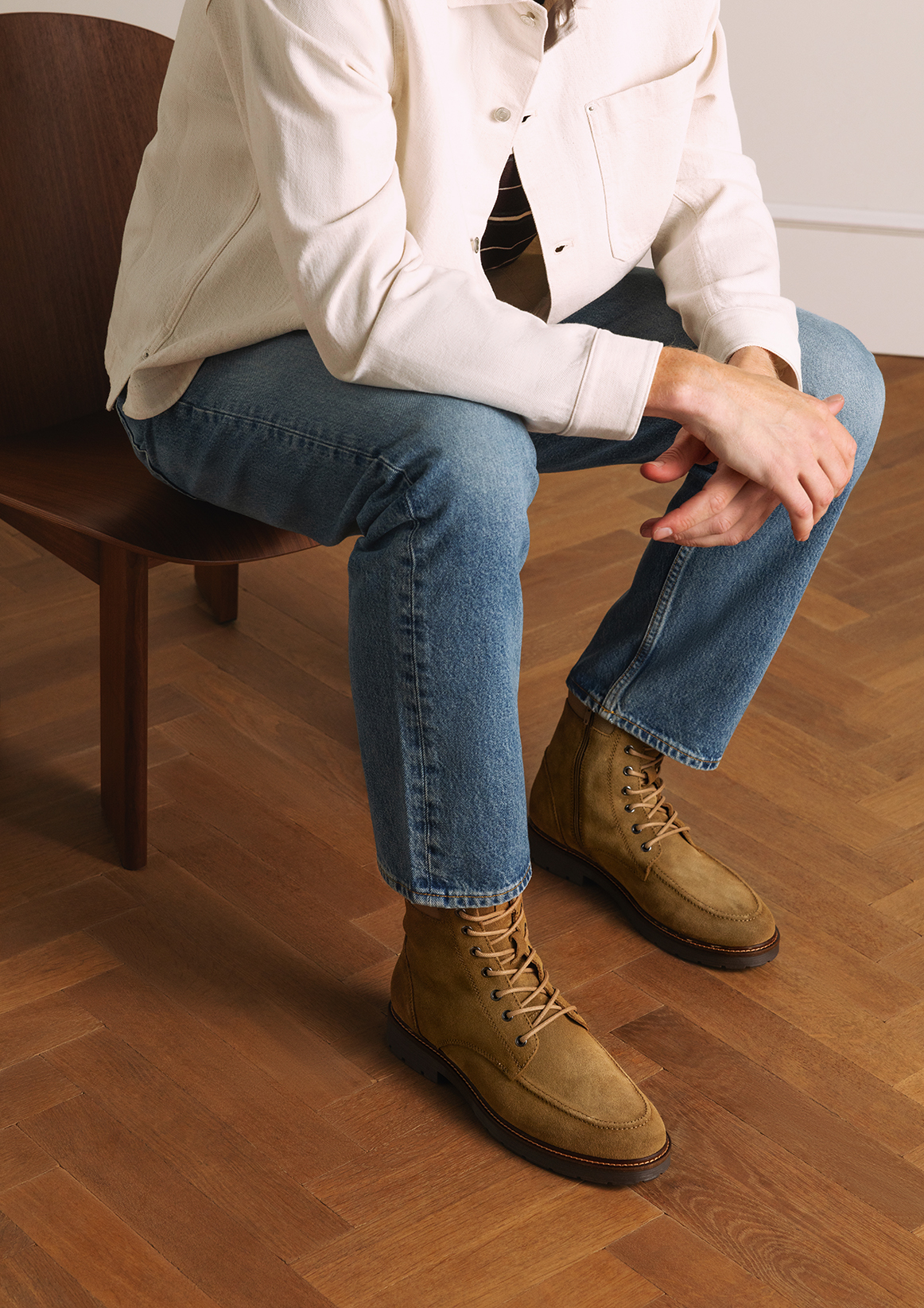 Beige suède veterboots