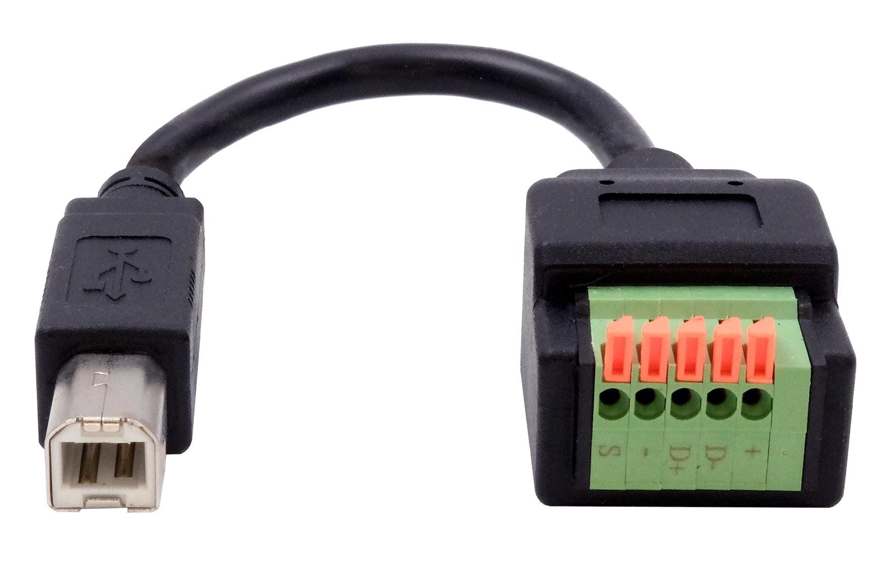 USB 2.0 Adapter USB-B Stecker - Terminalblock 5-pinKabel-Adapter USB-B Stecker zu 5-pin Terminal Block mit Drucktaster, USB 2.0, 15 cm