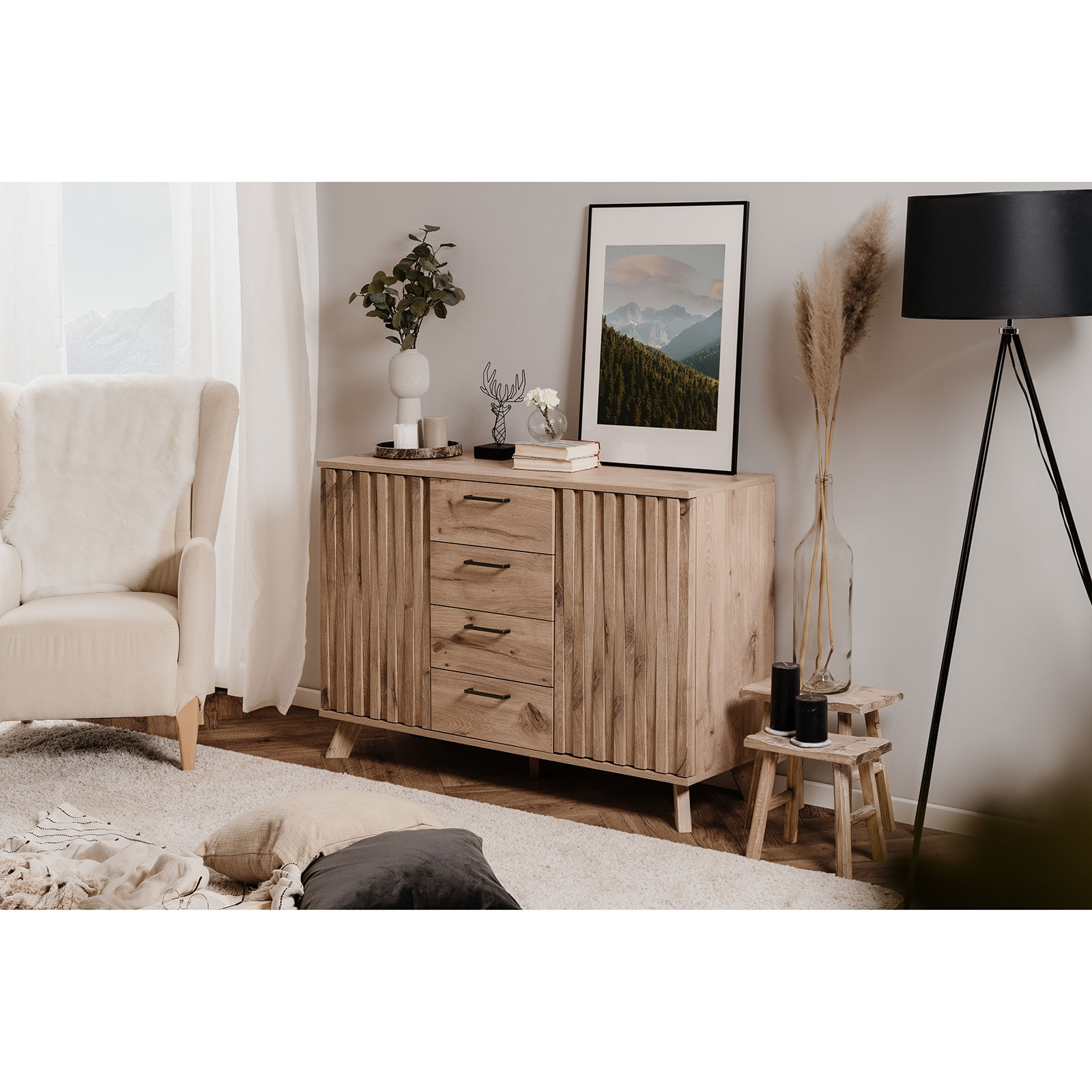 Kommode WELLINGTON - Schwedeneiche - 127 cm breit