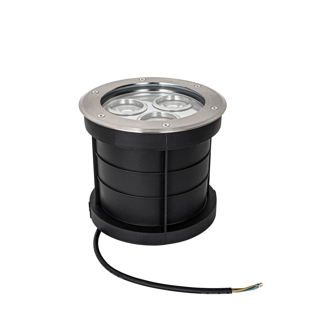 QAZQA Set van 3 moderne grondspots staal 3-lichts IP65 - Tribus