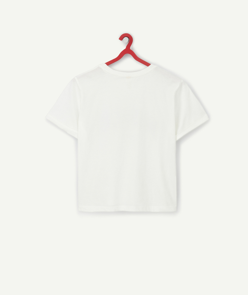 T-SHIRT FILLE EN COTON BIO BLANC AVEC MESSAGE VERT