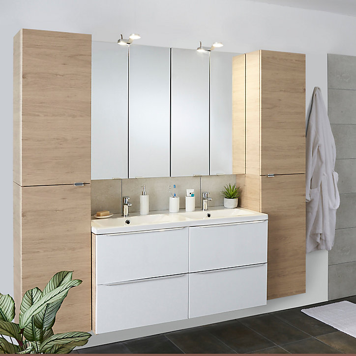 Meuble sous vasque à suspendre GoodHome Imandra blanc 120 cm