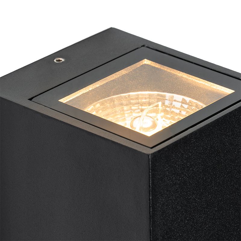 Wandlamp zwart 2-lichts IP44 met schemersensor - Baleno II