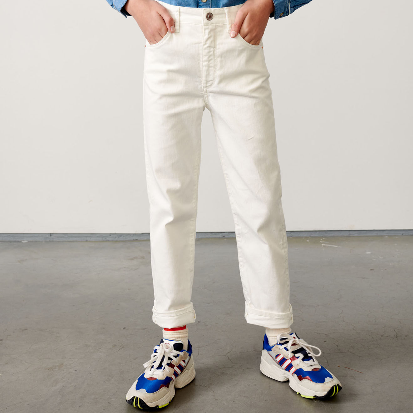 Bellerose Pantalon Pinata en Toile de Coton coupe droite blanc