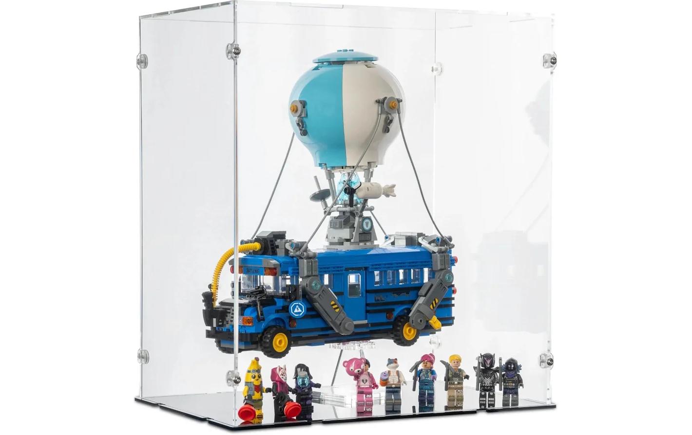 Acryl-Display für Fortnite – Schlachtenbus 120237Acryl-Display mit Ständer und schwarzem Boden für das Lego-Set 77073