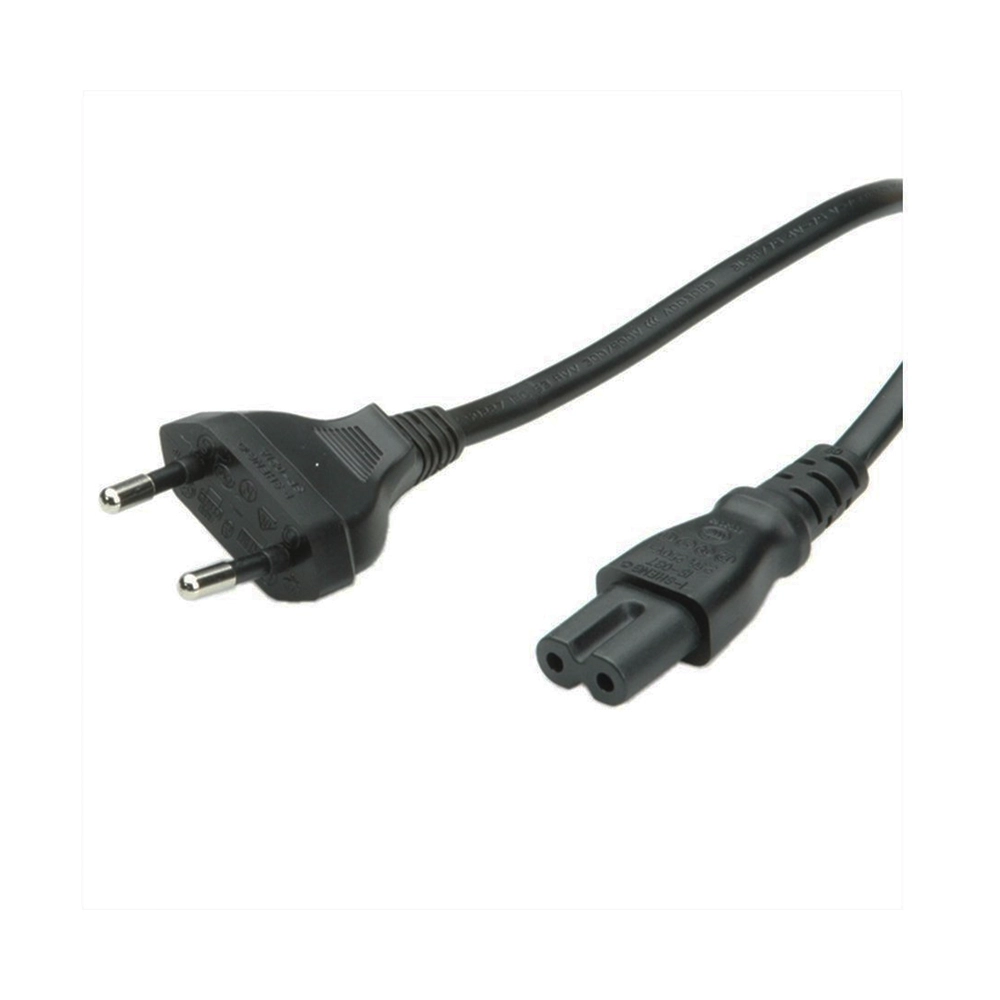 Value Netzkabel 2pol. Eurostecker - C7 Buchse schwarz 1 m