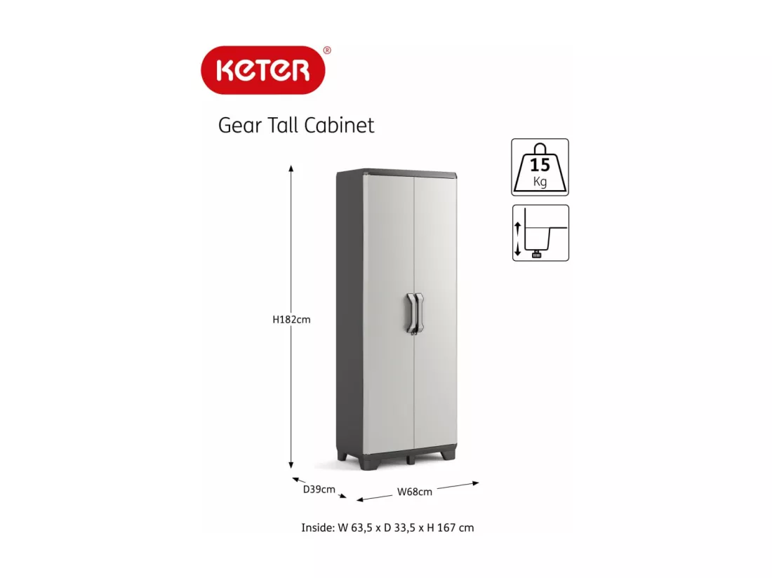 Armoire de rangement avec étagères Gear Noir et gris 182 cm