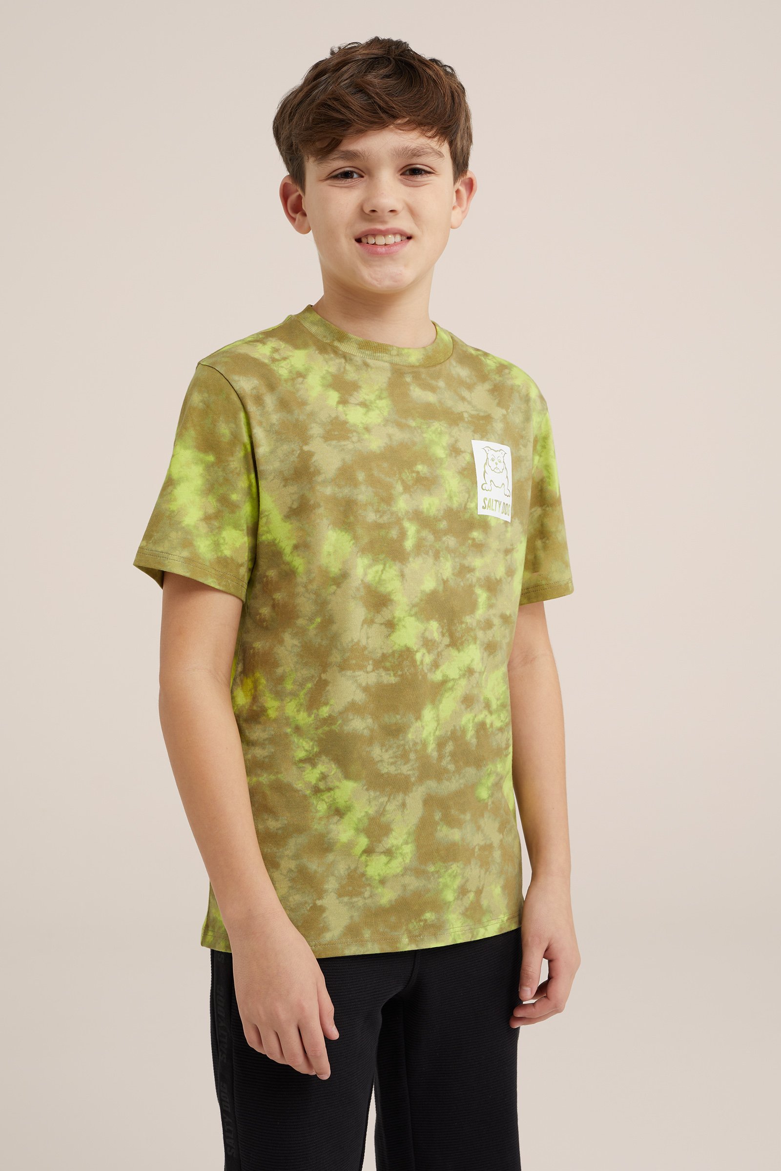 Jongens T-shirt met tie-dye dessin Salty Dog Groen