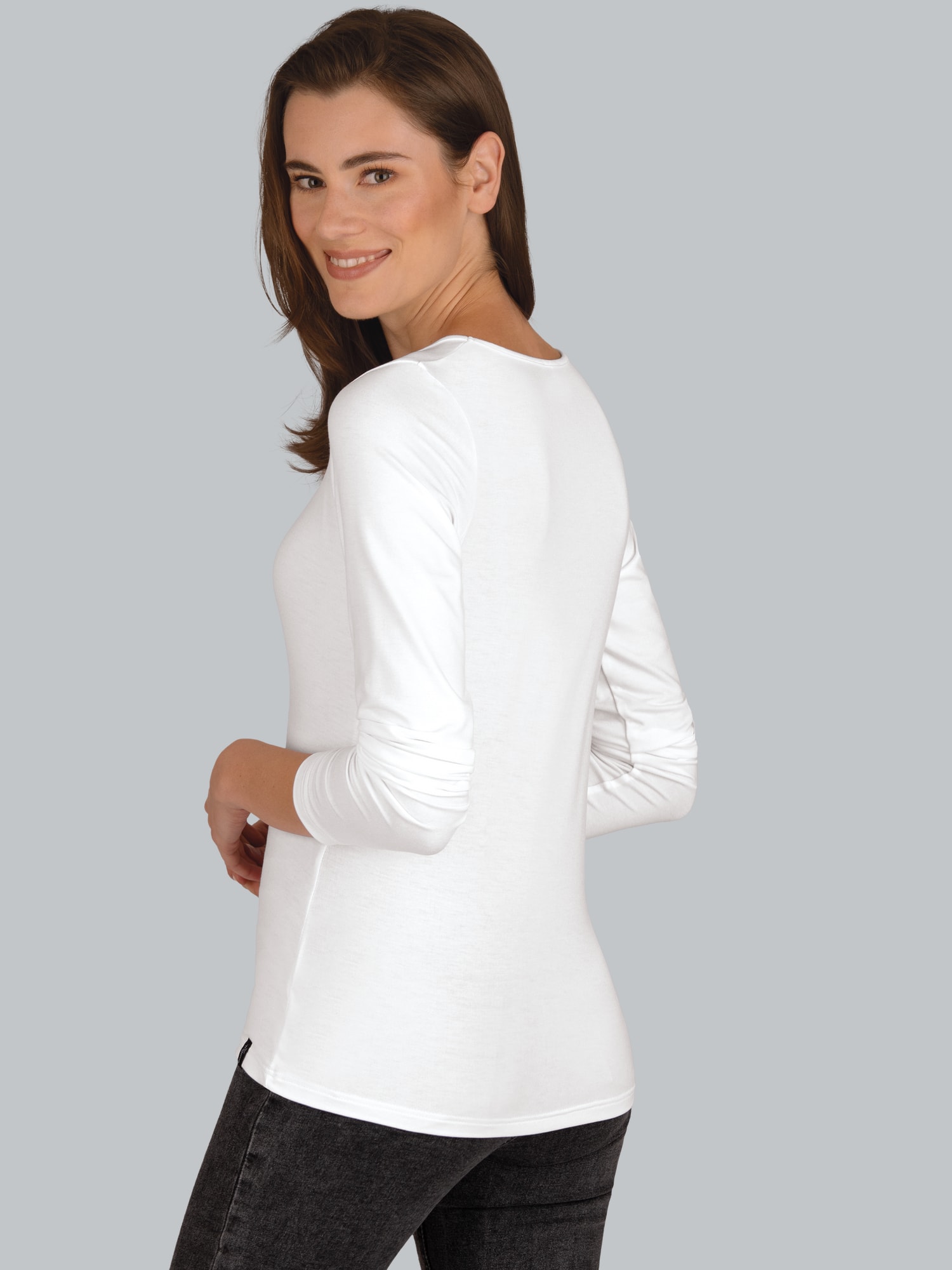 Shirt aus Viskose Langarm Weiss