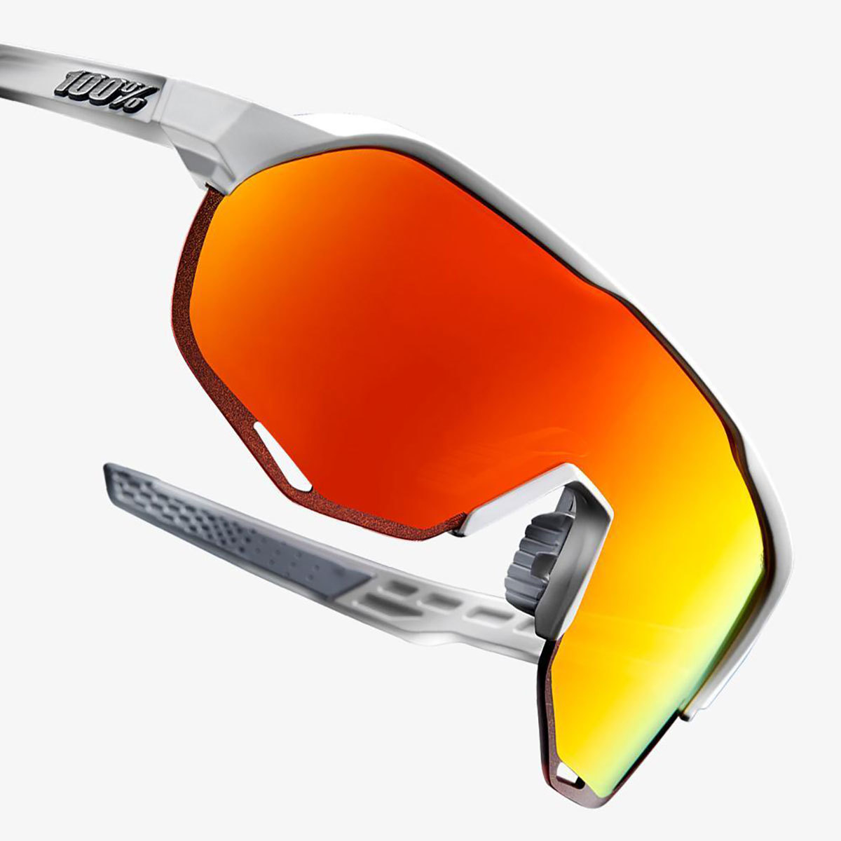 100% S2 Sport Zonnebril Wit met HiPER Red Multilayer Mirror Lens