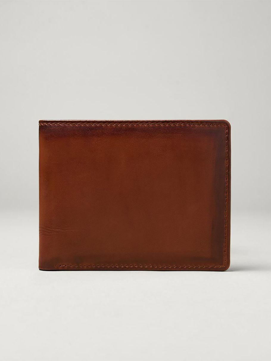 Portefeuille en cuir patiné uni