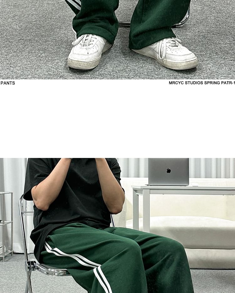 MRCYC - Hoge taille gestreepte joggingbroek met wijde pijpen