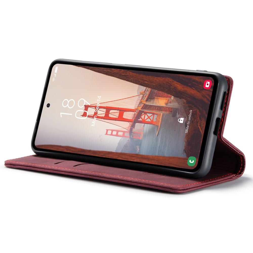 Samsung Galaxy S23 FE Leder Tasche Flip Wallet Etui mit Kartenfächern - Rot