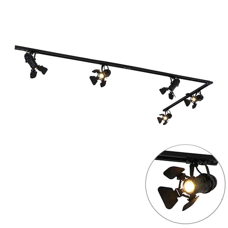 Smart railsysteem zwart 5-lichts incl. Wifi GU10 - Movie
