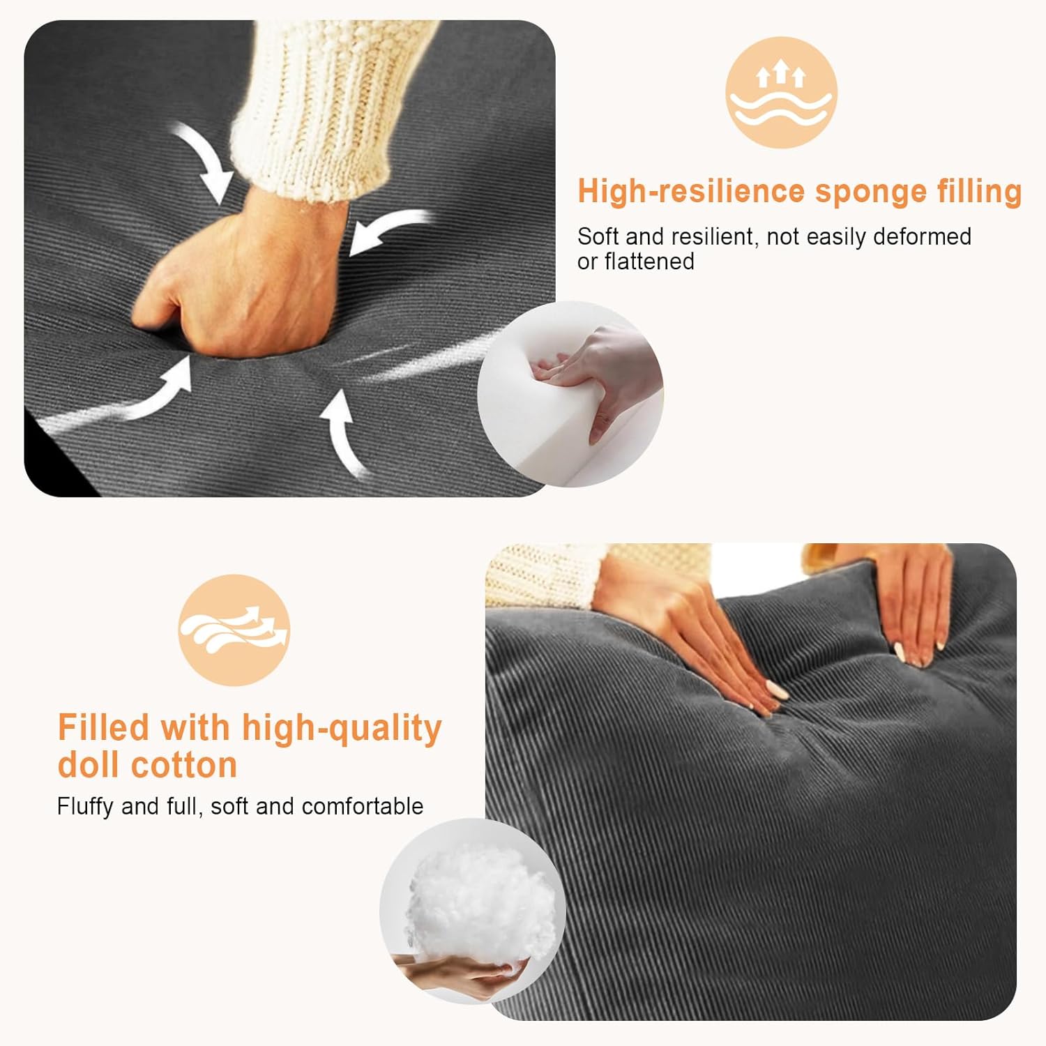 Schaukelsessel mit Hocker, Schaukelstuhl mit fußstütze Wohnzimmer, 3-Fach Verstellbare Rückenlehne, Stillsessel Lesesessel Relaxstuhl mit Seitentaschen & PU fürs Schlafzimmer Balkon (Grey)