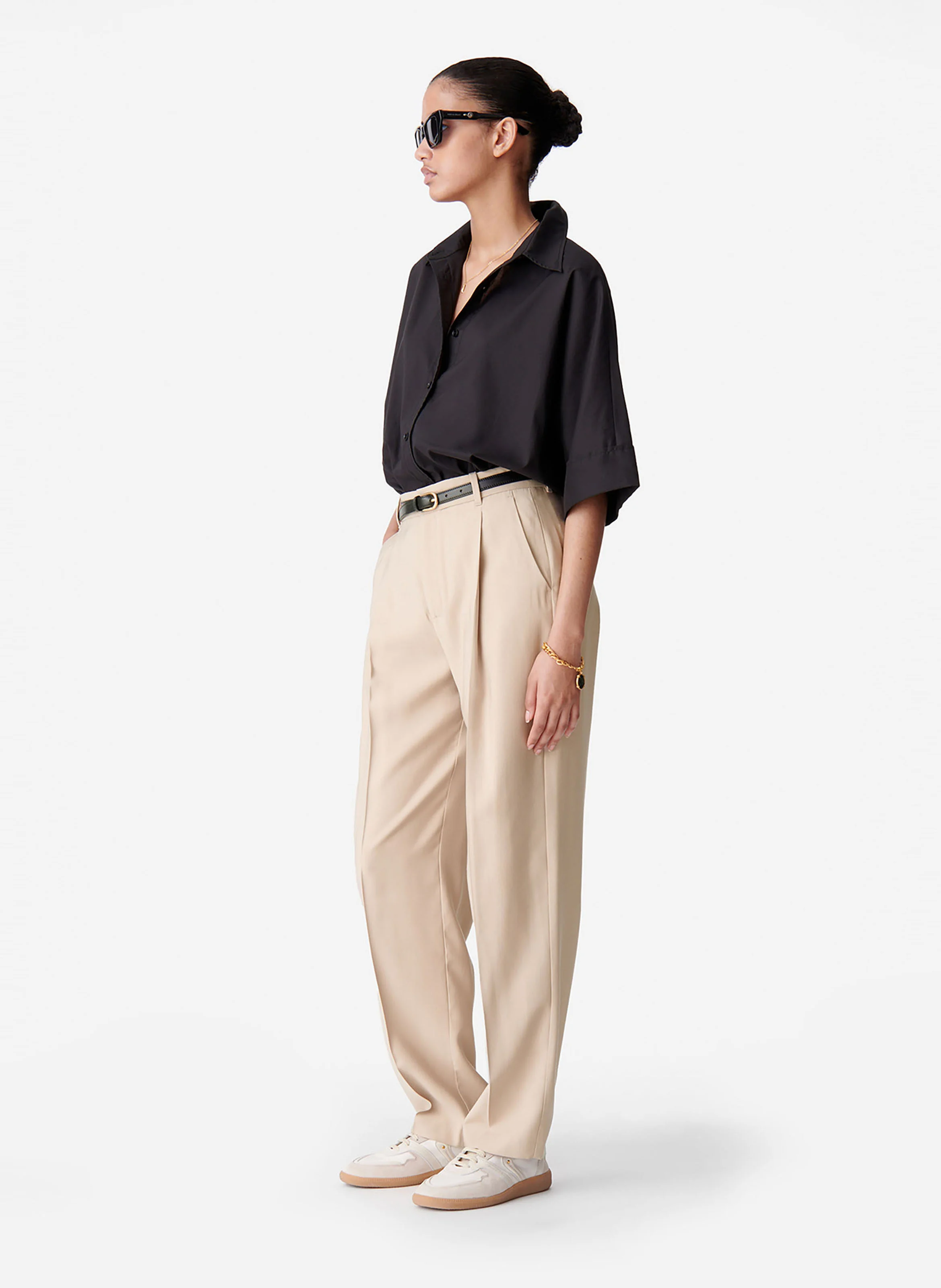 DUDE - Pantalon droit à pinces | Beige