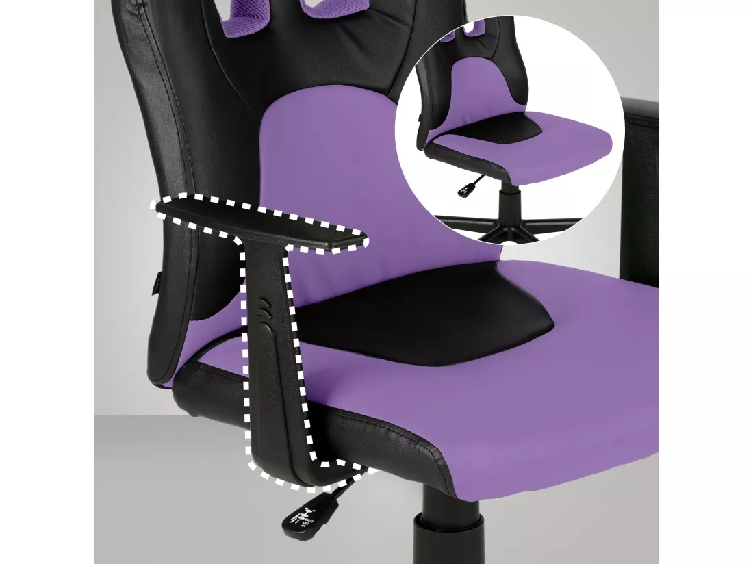 Chaise de bureau - Similicuir & Plastique - Noir / violet - Fun