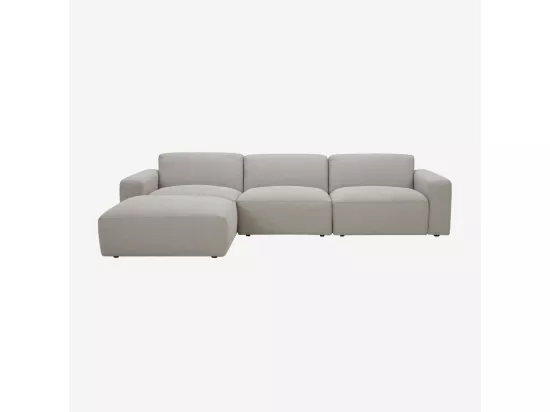 HABITAT - Grand canapé d'angle modulable en tissu - Gris perle - Cremi