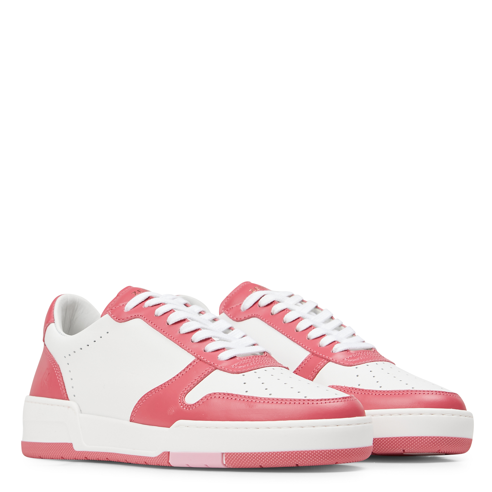 Baskets basses bicolore en cuir| Rose