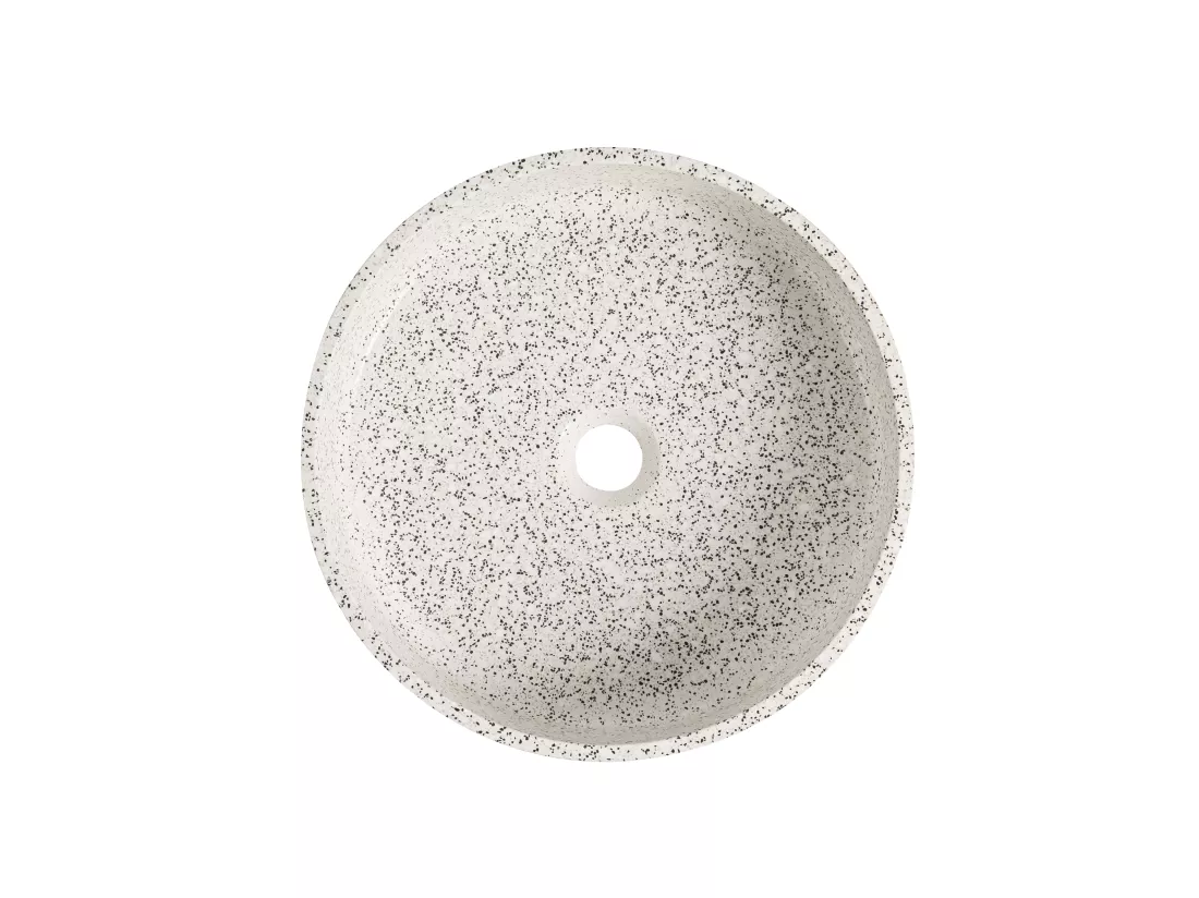 Vasque ronde à poser en terrazzo blanc - 39 cm - DUKAT
