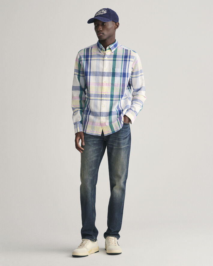 Gant REG SEERSUCKER MADRAS SHIRT White