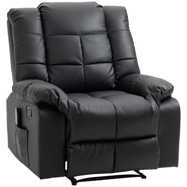 Massasjestol, TV-stol, elektrisk avslapningsstol med massasjefunksjon, kunstskinn, tre, stål, skum, svart, 94 x 99 x 99 cm