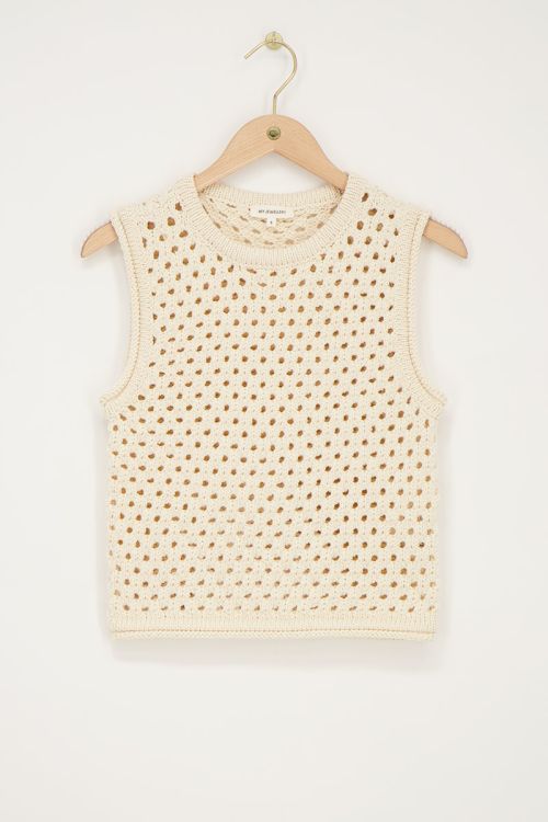 Beige open gebreide spencer