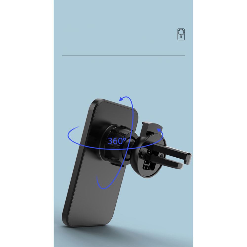 (15W) 2in1 MagSafe Auto Ladegerät KFZ Halterung Magnetischer Qi Wireless Charger für Lüftungsgitter Air Frame - Schwarz