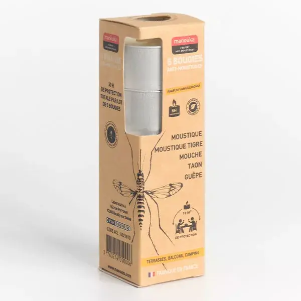 Velas repelentes de mosquitos, moscas e vespas Manouka (5 unidades)