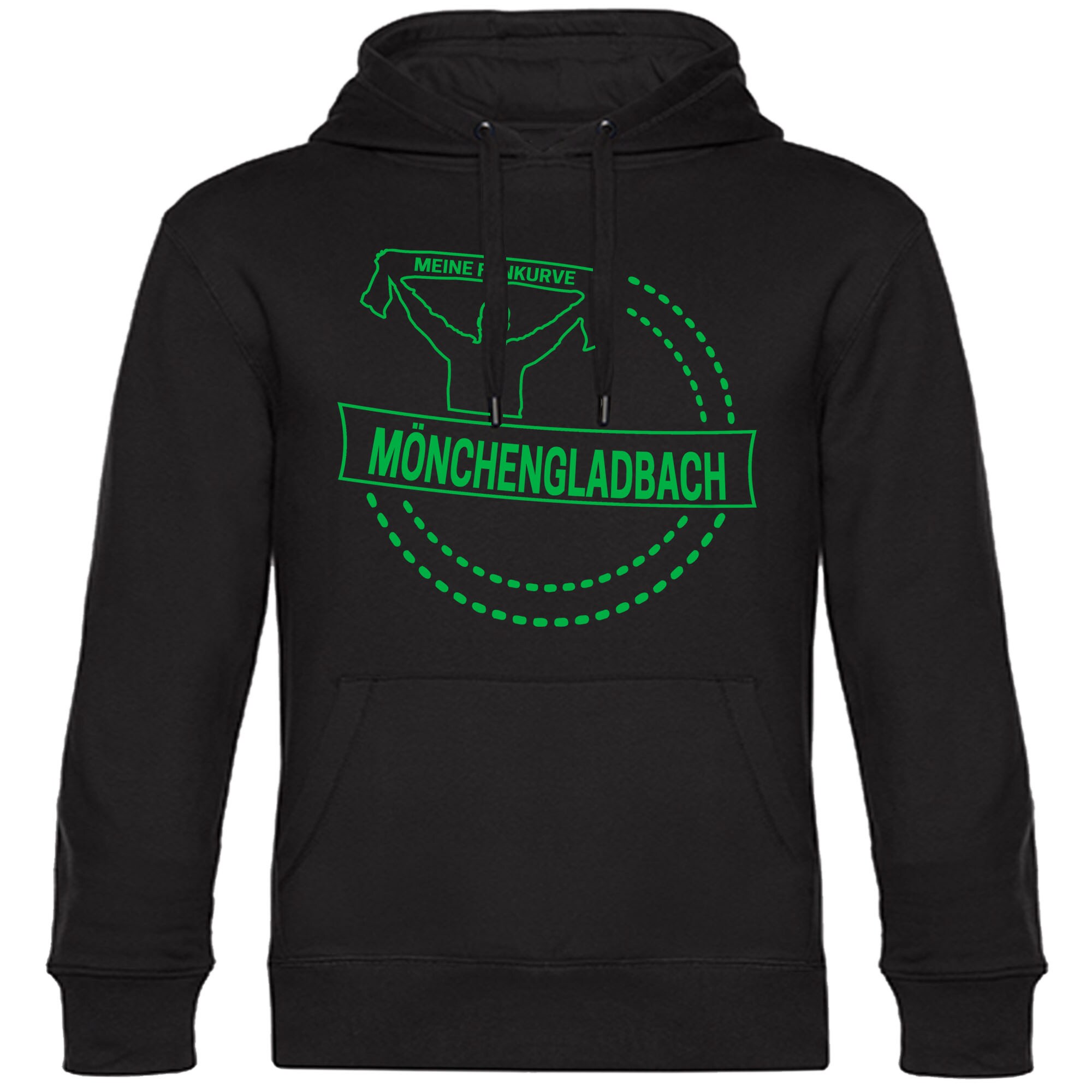 multifanshop® Kapuzen Sweatshirt - Mönchengladbach - Meine Fankurve - Druck grün