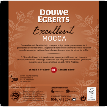 Douwe Egberts Excellent Mocca Lungo 9 Gemalen Koffie 20 Capsules 104 g