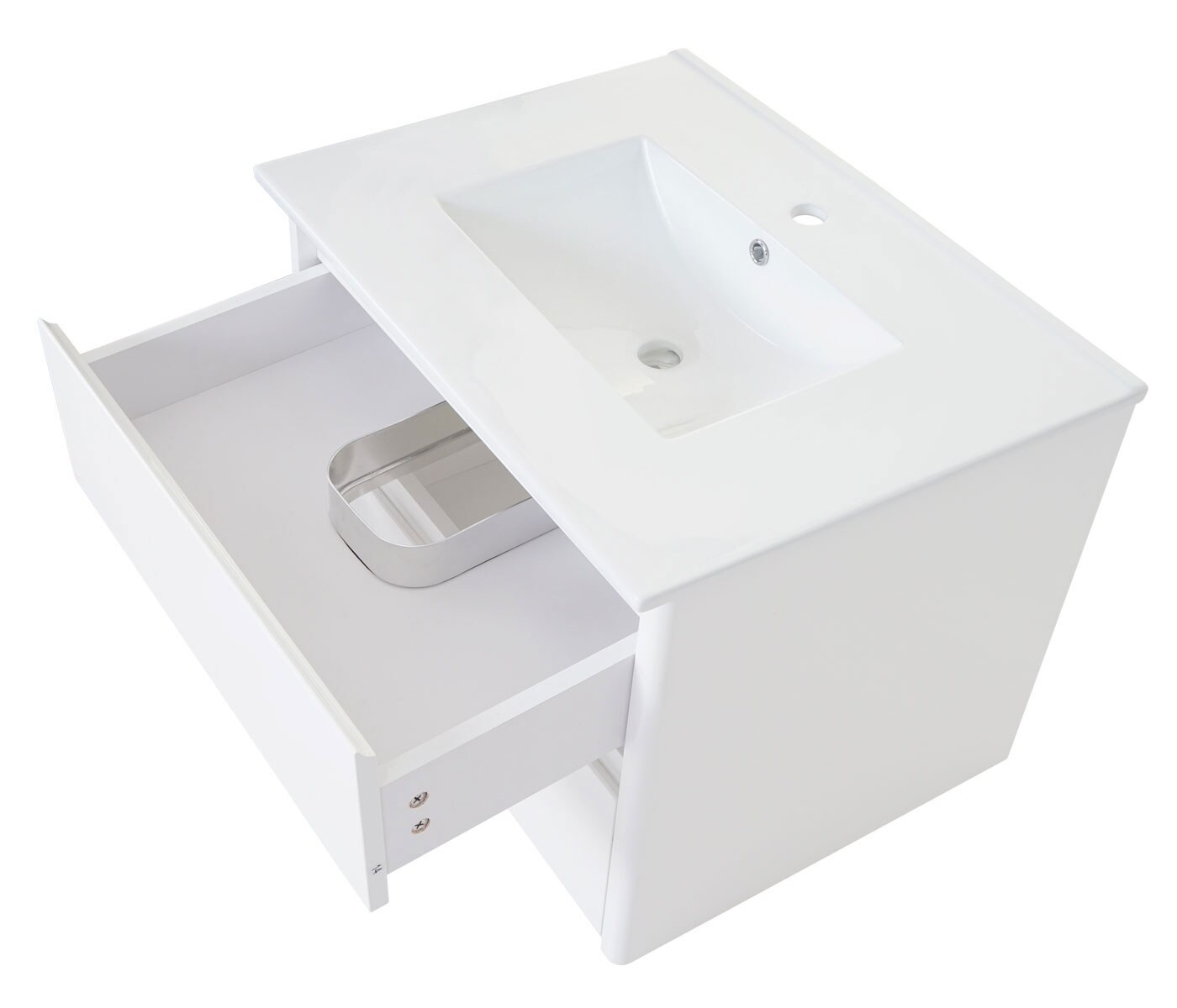Badezimmerset XL MCW-B19, Waschtisch Wandspiegel 2x Hängeschrank, hochglanz ~ weiß