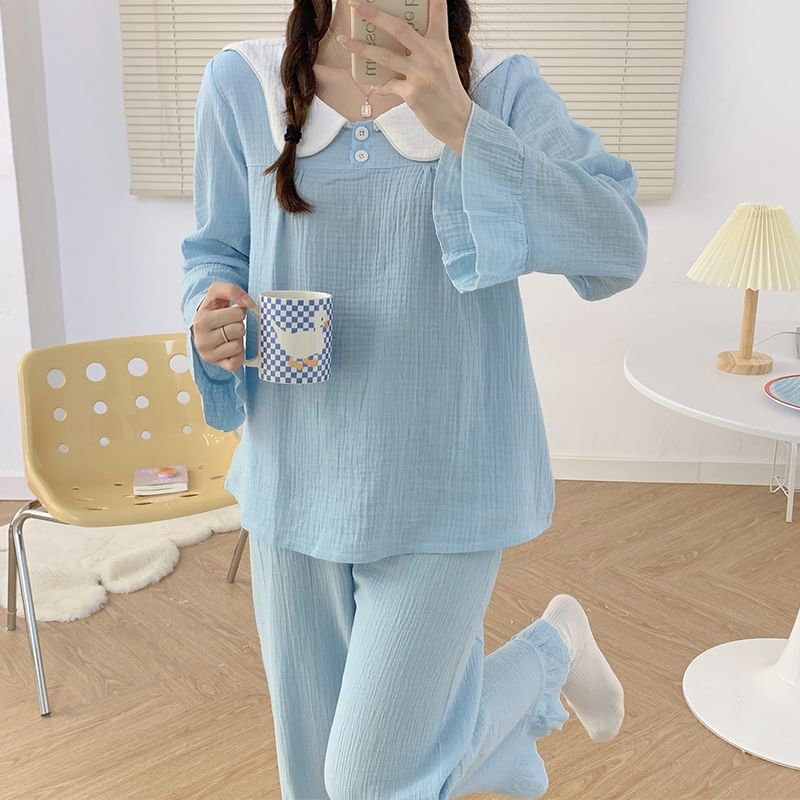 Siensien - Bijpassende pyjamaset voor koppels: top met lange mouwen + broek