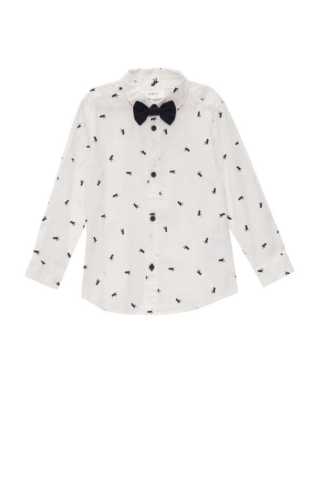 s.Oliver overhemd met all over print wit/blauw