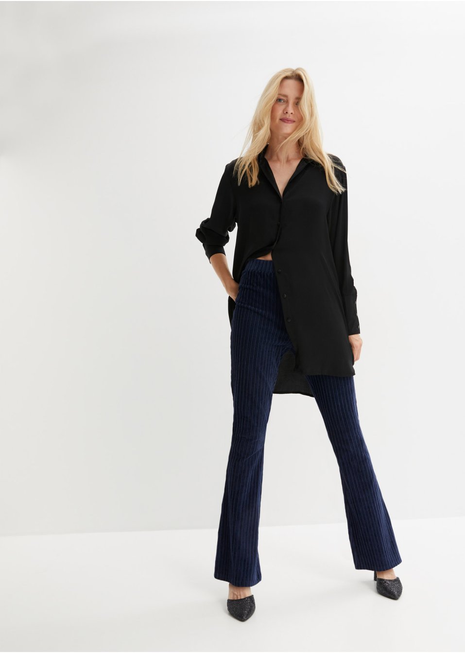 Pantalon évasé en velours